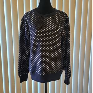 Navy Blue and White Polka Dot Crew Neck Sweater